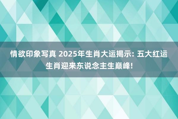 情欲印象写真 2025年生肖大运揭示: 五大红运生肖迎来东说念主生巅峰!