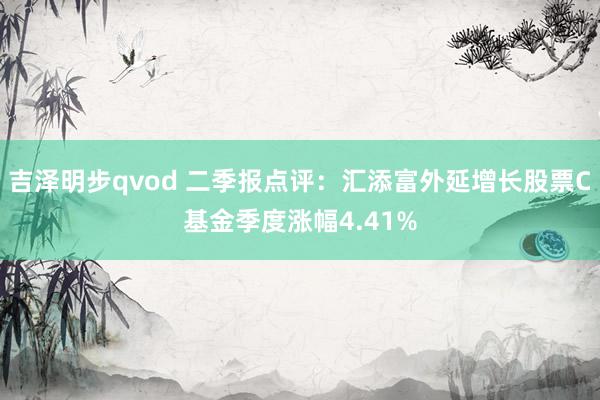 吉泽明步qvod 二季报点评：汇添富外延增长股票C基金季度涨幅4.41%