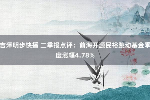 吉泽明步快播 二季报点评：前海开源民裕跳动基金季度涨幅4.78%