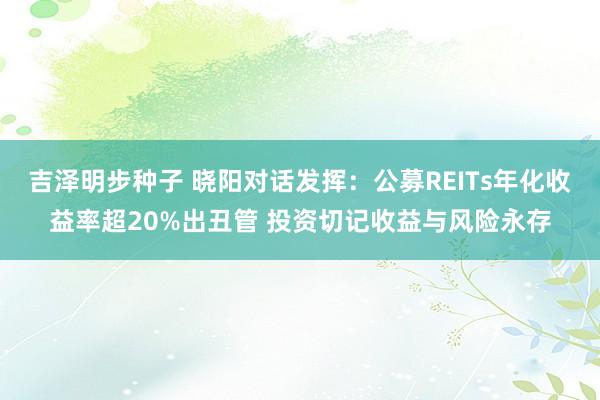 吉泽明步种子 晓阳对话发挥：公募REITs年化收益率超20%出丑管 投资切记收益与风险永存