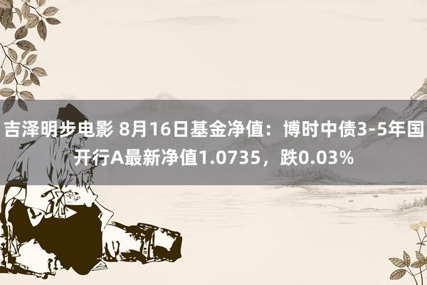 吉泽明步电影 8月16日基金净值：博时中债3-5年国开行A最新净值1.0735，跌0.03%