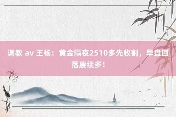 调教 av 王杨：黄金隔夜2510多先收割，早盘回落赓续多！