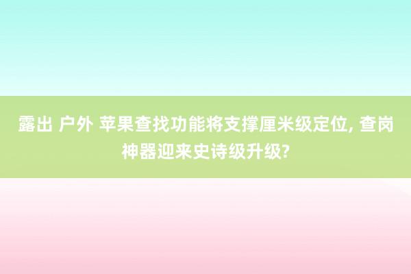 露出 户外 苹果查找功能将支撑厘米级定位， 查岗神器迎来史诗级升级?