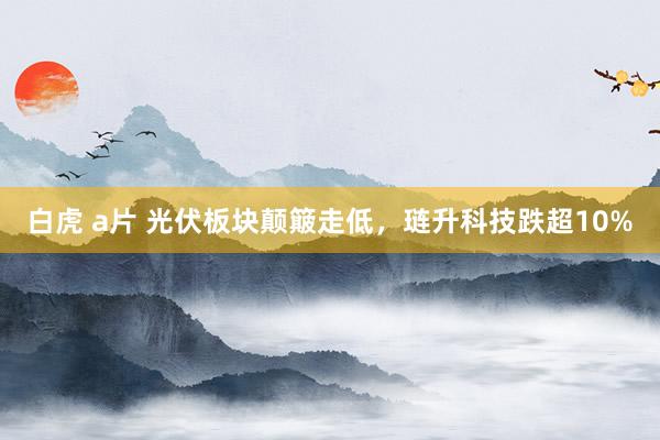 白虎 a片 光伏板块颠簸走低，琏升科技跌超10%