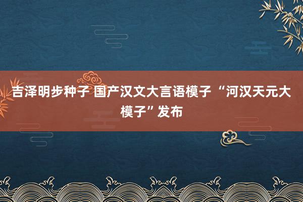 吉泽明步种子 国产汉文大言语模子 “河汉天元大模子”发布