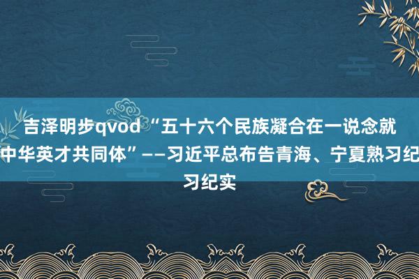 吉泽明步qvod “五十六个民族凝合在一说念就是中华英才共同体”——习近平总布告青海、宁夏熟习纪实