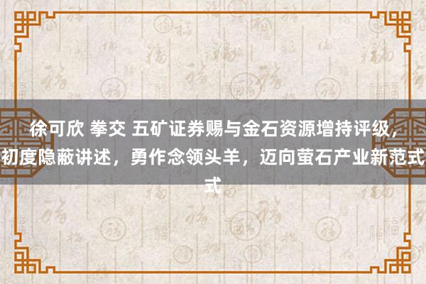 徐可欣 拳交 五矿证券赐与金石资源增持评级，初度隐蔽讲述，勇作念领头羊，迈向萤石产业新范式